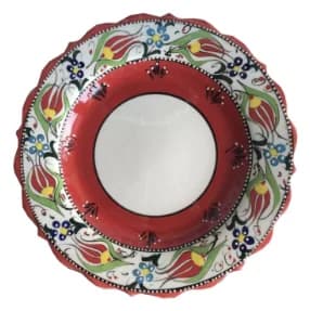 Kırmızı Zeminli Çini Tabak