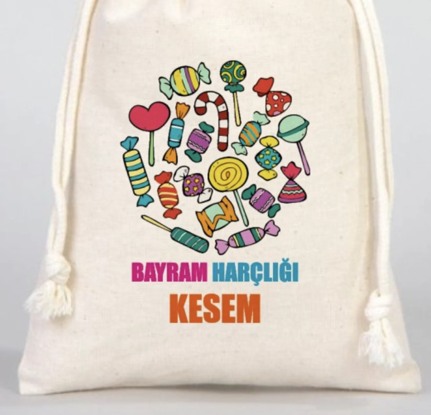 Şeker Desenli Bez Kese