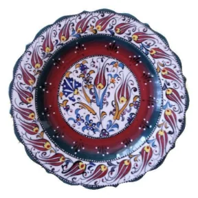 Bordo Lacivert Çini Tabak