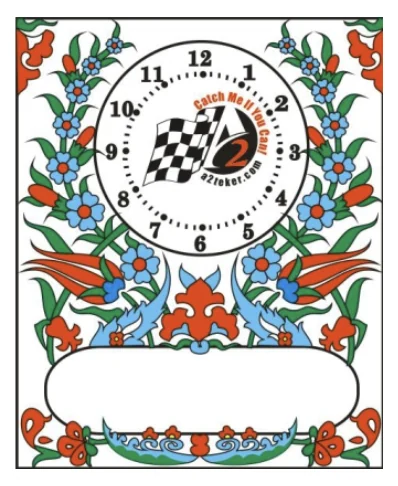 Lale Desenli Çini Pano Saat