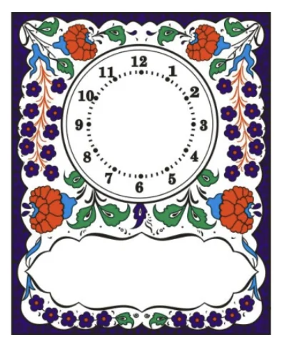 Yazı Alanlı Çini Pano Saat